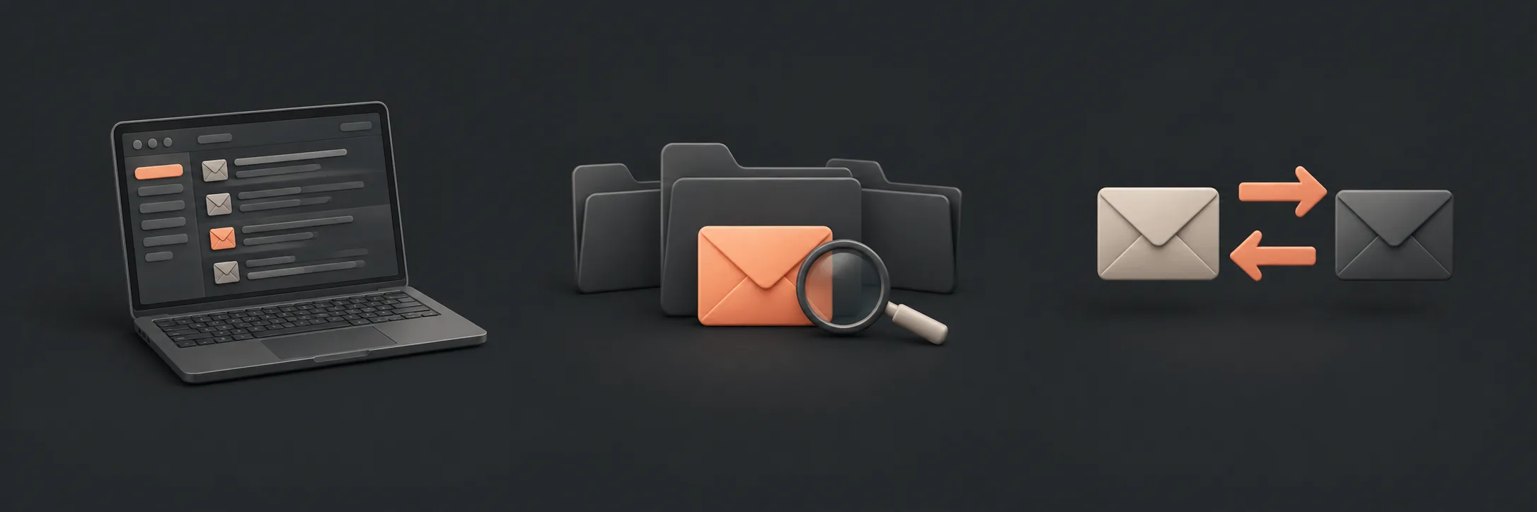 A laptop displaying a conceptual email inbox.